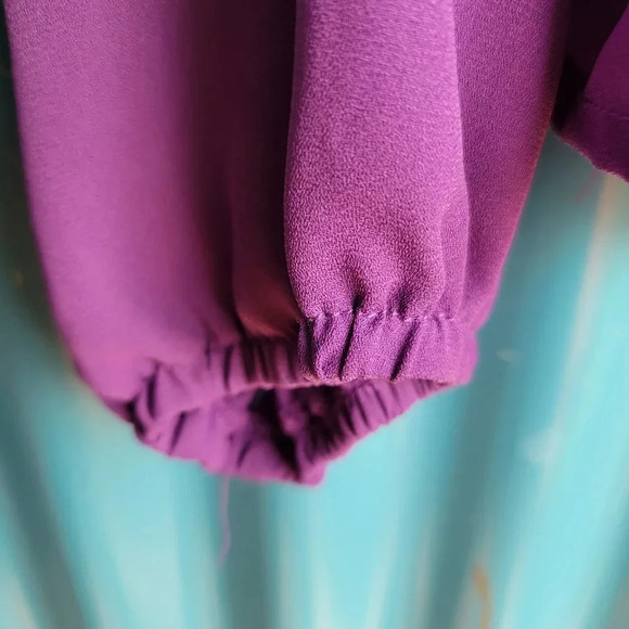 Shein Classi Purple Shirt V-neck Blouson Solid Top Long Sleeves  XL - Picture 4 of 10